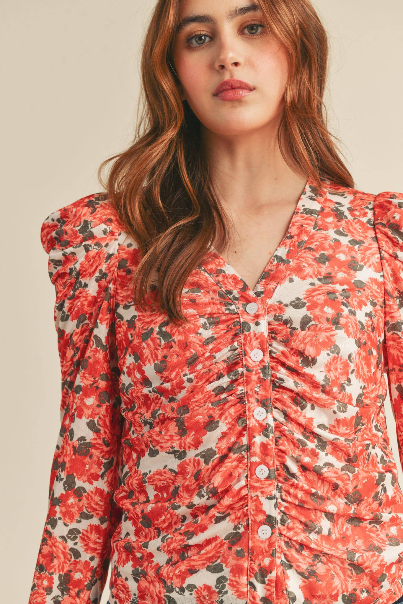 Winnie Ruched button down top