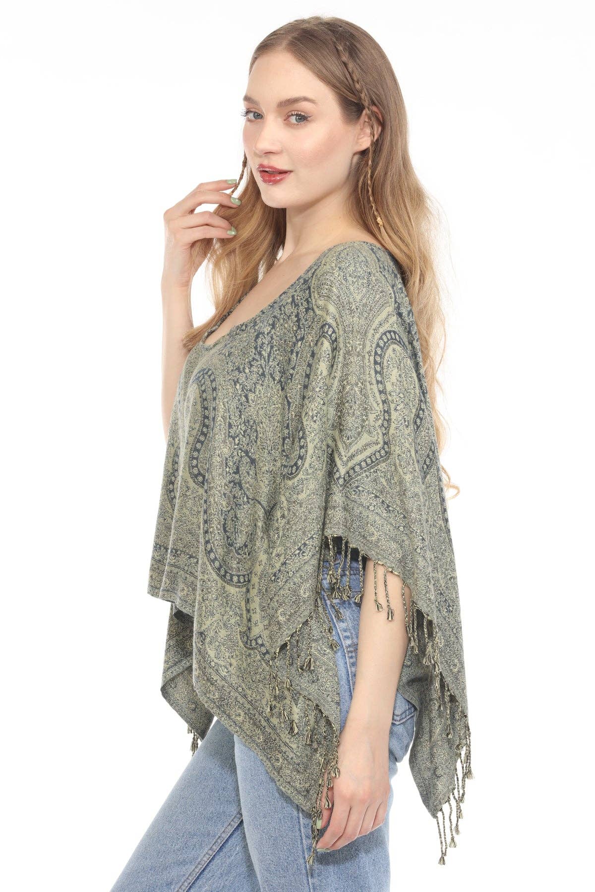 Lotus Paisley Fringe Shawl Top