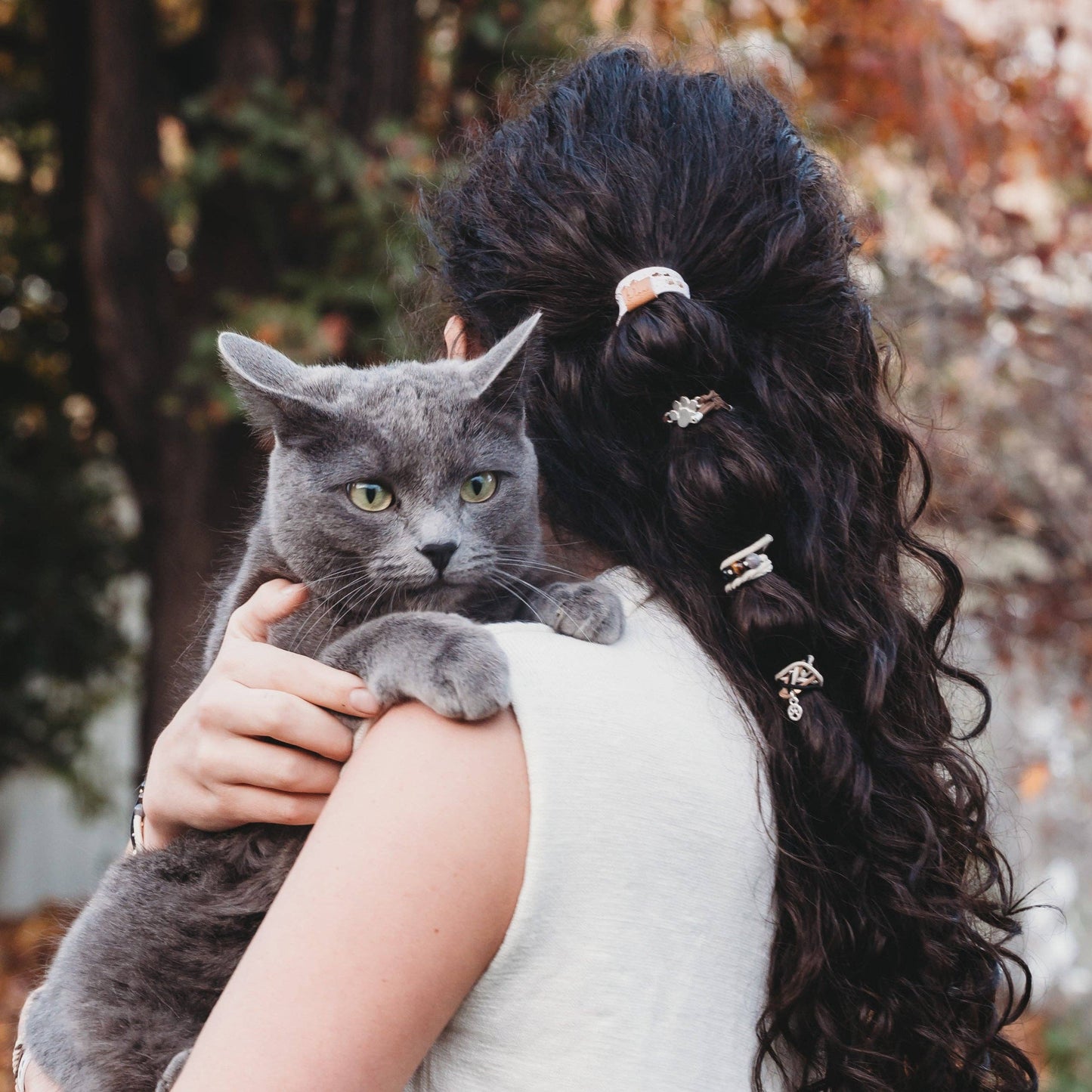 "Paws" Natural Hues with Silver and Paw Accents Hair Tie Bracelet