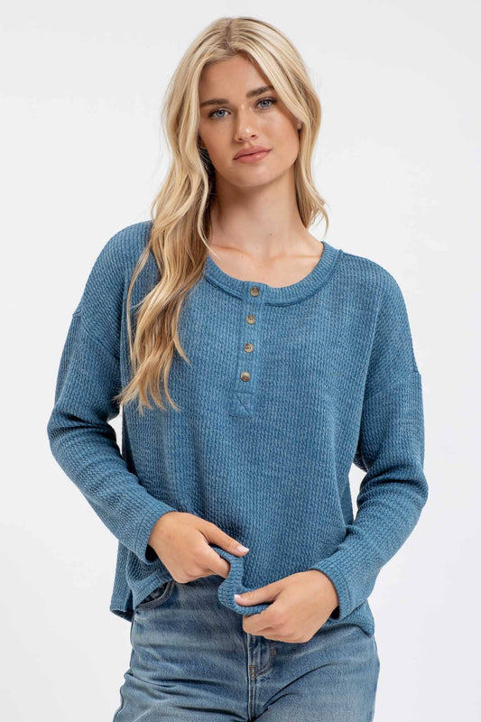 Scout waffle knit henley top