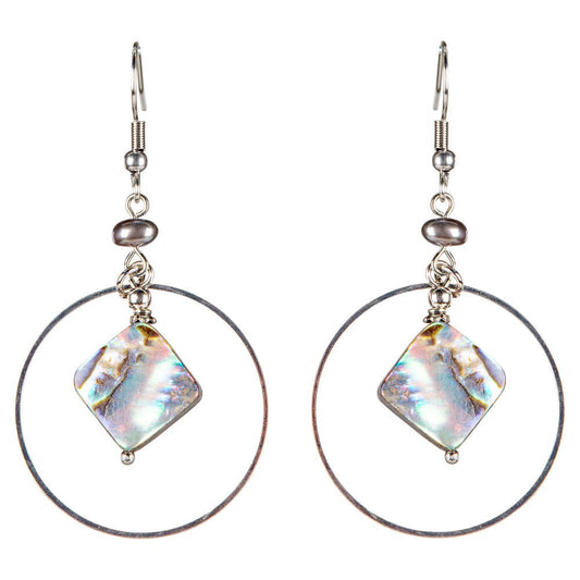 ABALONE SHELL HEMATITE BEADED EARRINGS