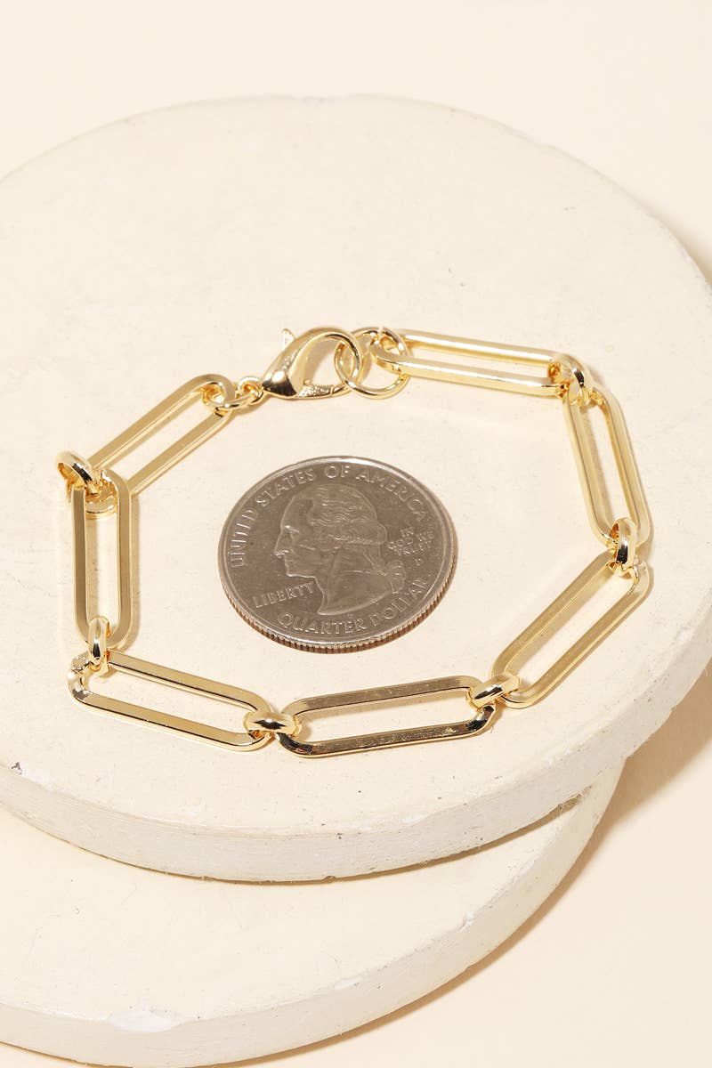 Metallic paperclip oval Chain Link Bracelet