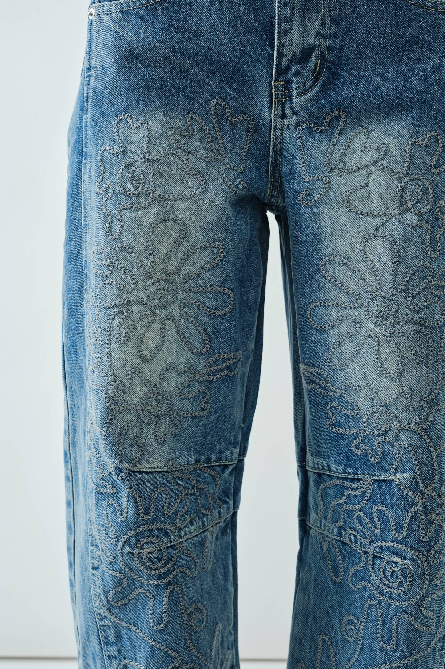 Lex embroidered cotton barrel pants