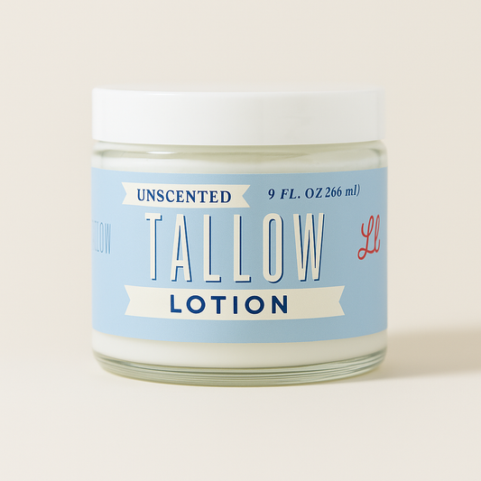ONLINE EXCLUSIVE Unscented Tallow Lotion – Pure, Preservative-Free One Ingredient Moisturizer by Lady May Tallow
