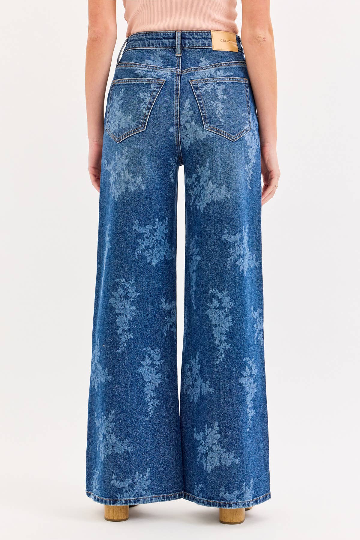 Cello High Rise Floral Wide Leg jeans