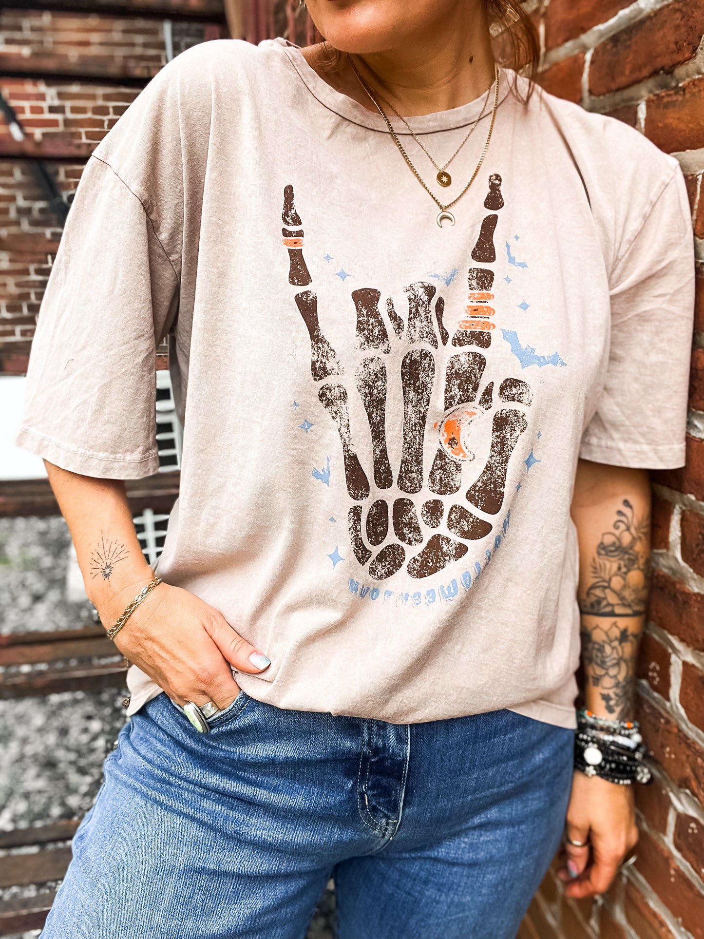 Oversized Skeleton hand Halloweentown tee