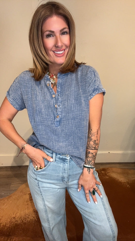 Carly Henley chambray top