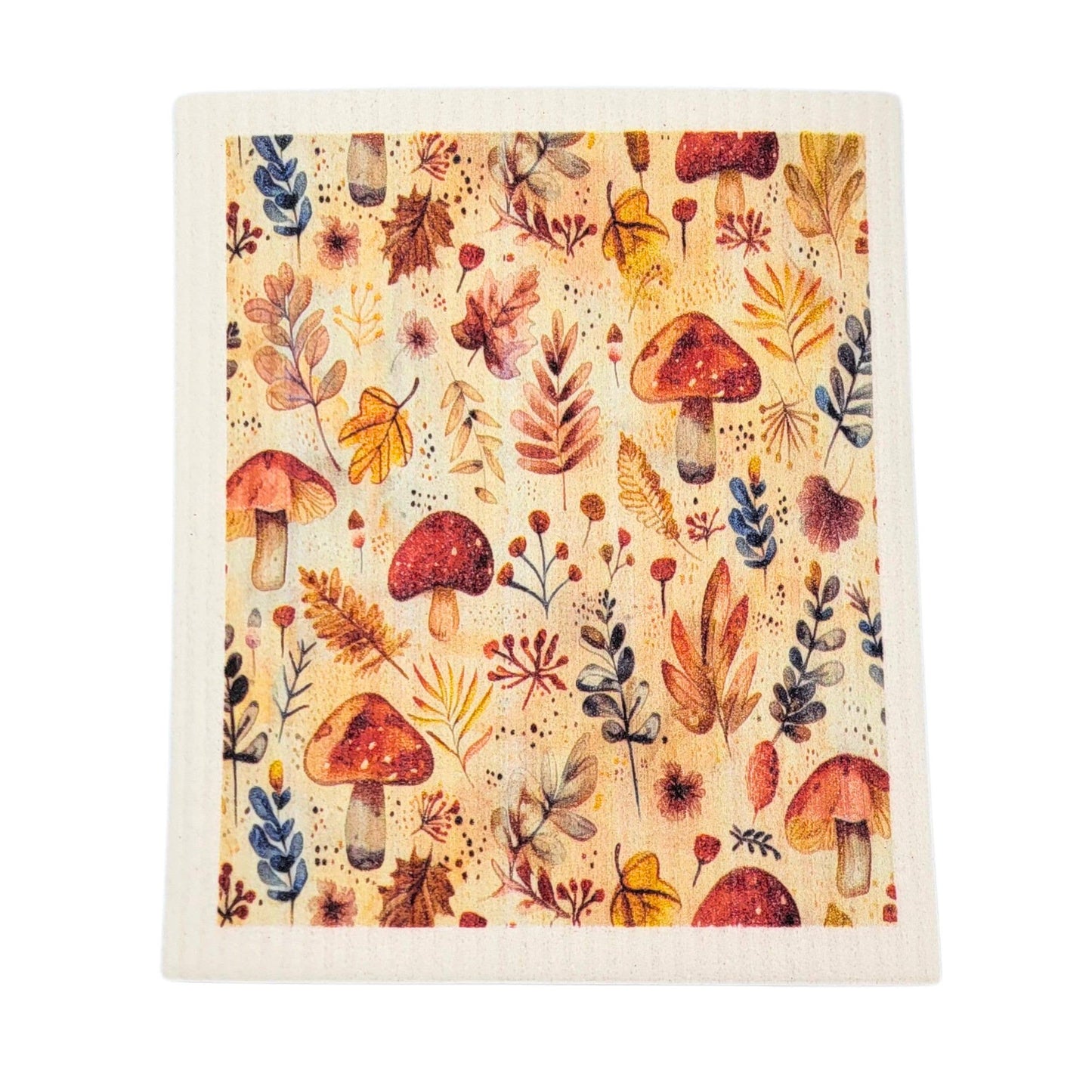 Fall Harvest Mushrooms Swedish Dishcloth