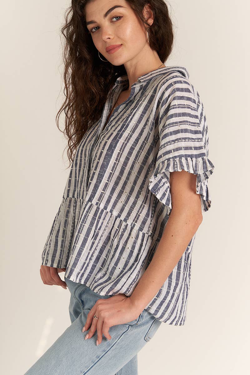 Lainey Stripe Button Down top