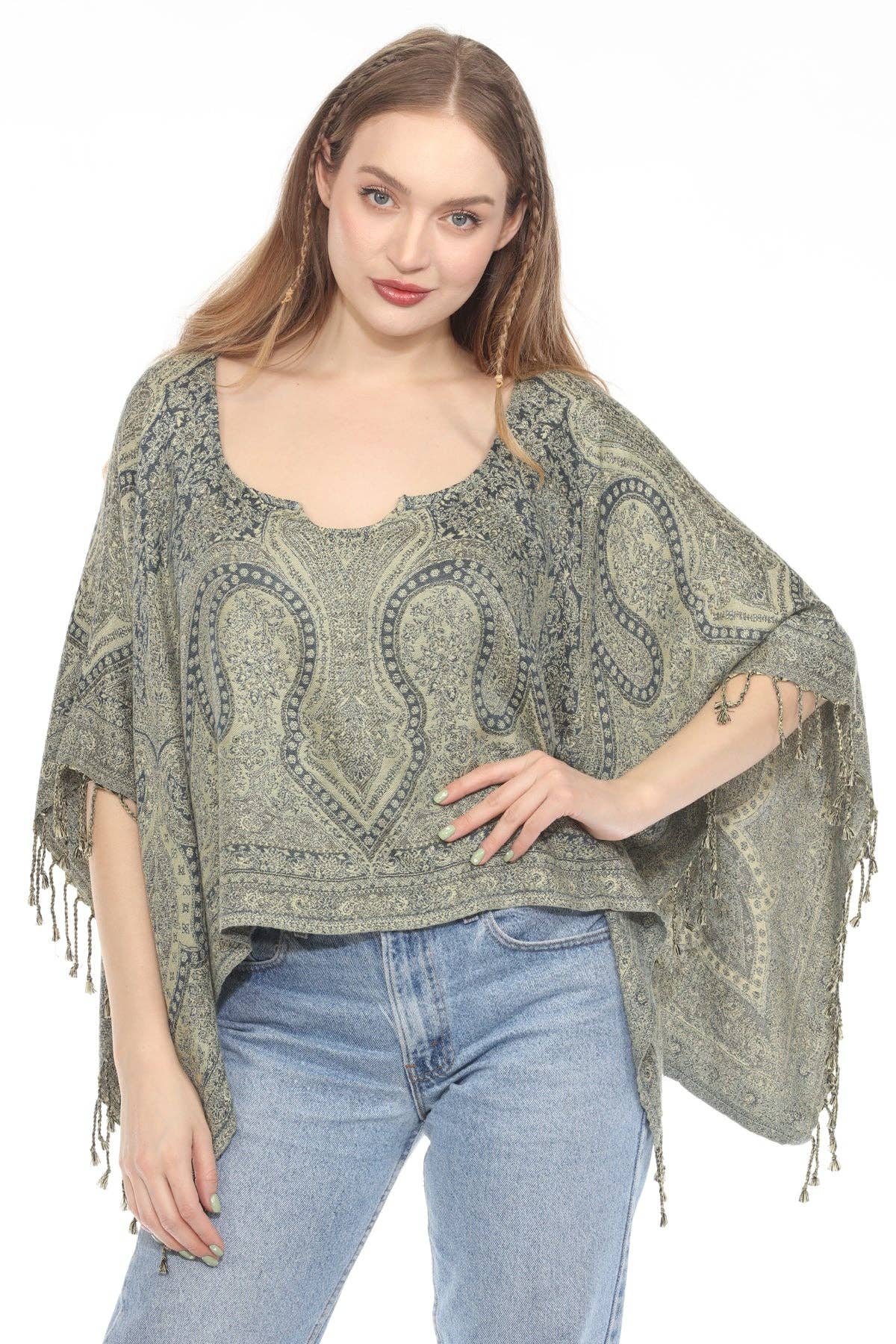 Lotus Paisley Fringe Shawl Top