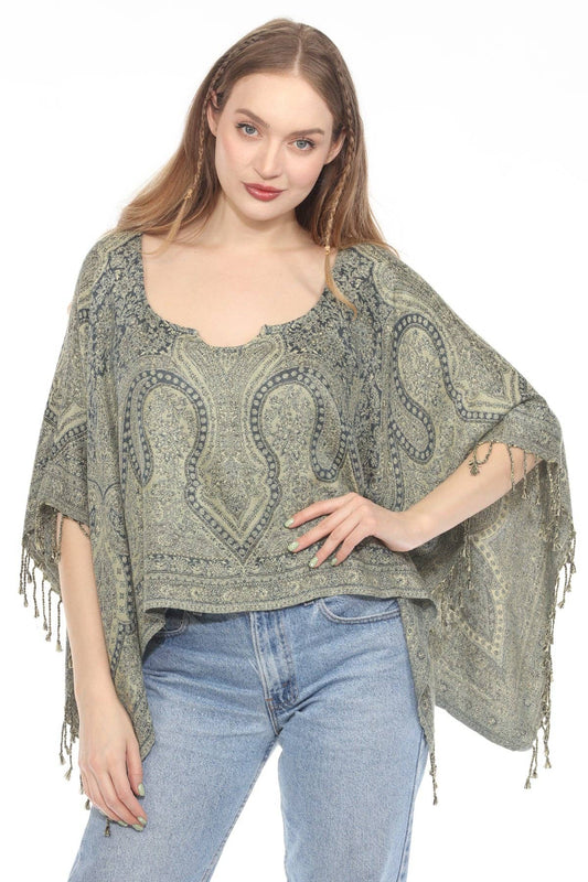 Lotus Paisley Fringe Shawl Top
