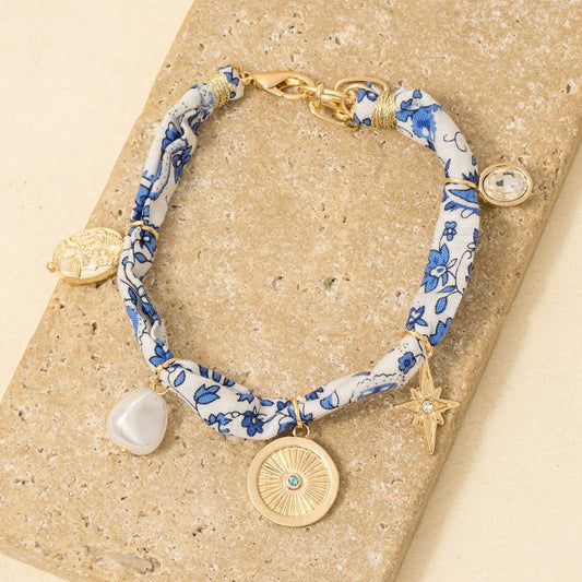 Pearl And Coin Charms Bandana Bracelet