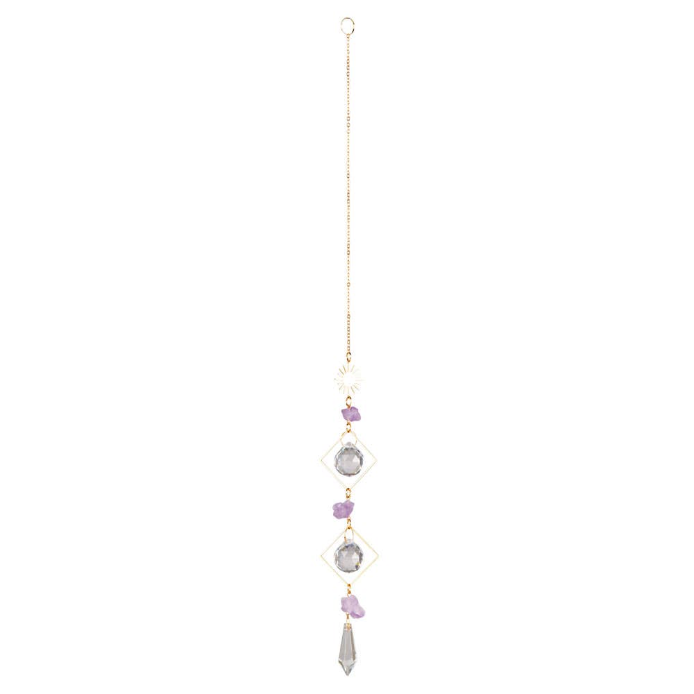 SUN WITH AMETHYST DOUBLE TRIANGLE CRYSTAL SUNCATCHER