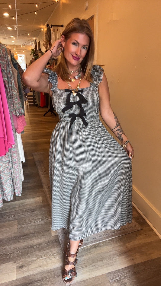 Farley Plaid bow midi dress
