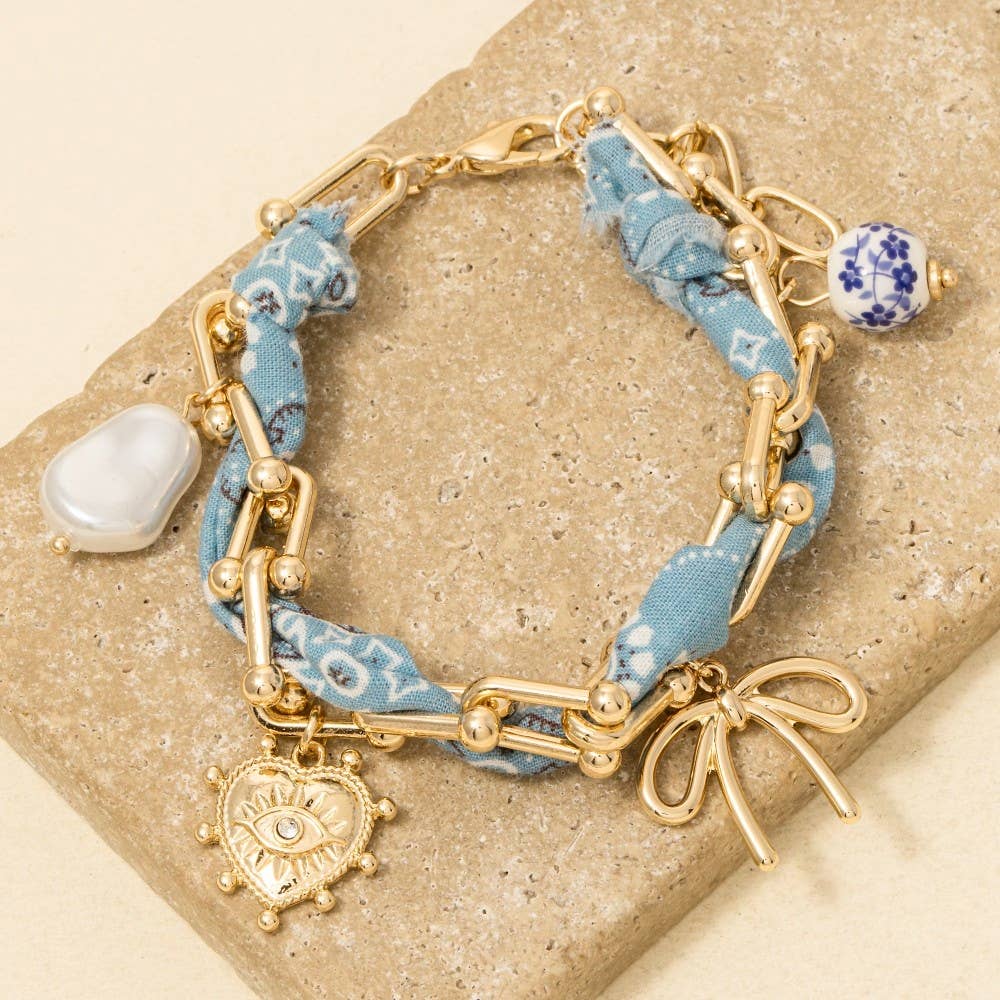 Assorted Charms Bandana And Chain Bracelet