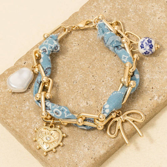 Assorted Charms Bandana And Chain Bracelet
