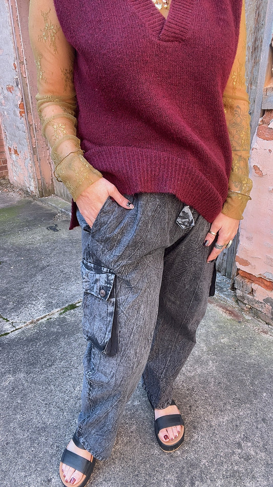 Handcrafted mineral wash cargo pants