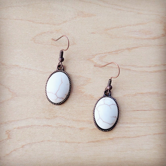 ONLINE EXCLUSIVE **Western White Turquoise w/ Copper Plating Drop Earring 200y