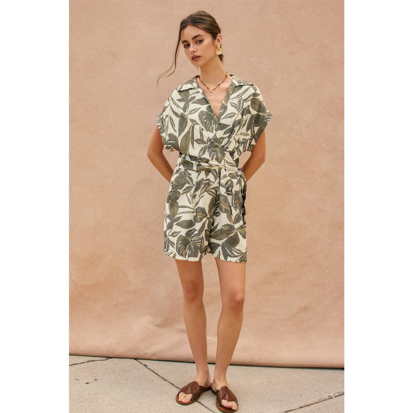 Swaying Palms Tie Romper