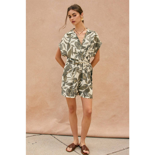 Swaying Palms Tie Romper