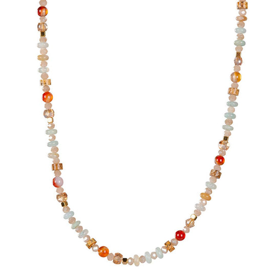MIXED STONES NECKLACE WITH RED AGATE AND OPALITE BEADS
