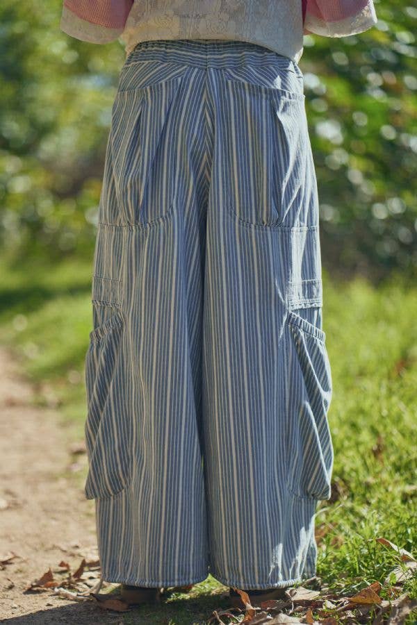 juniper striped wide leg cargo jeans