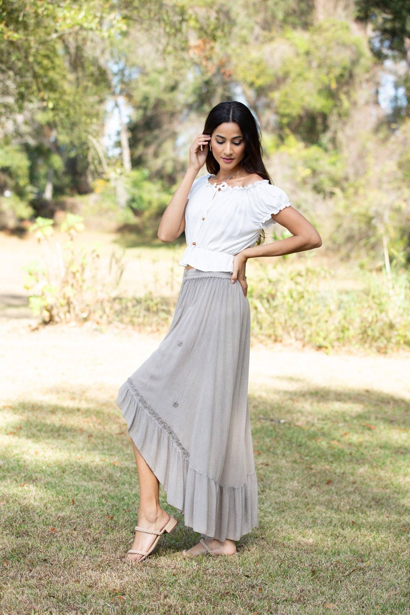 Handcrafted OS 0-12 Bohemian Dipped Hem Skirt