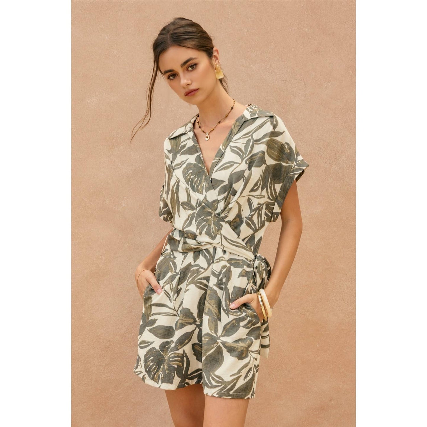 Swaying Palms Tie Romper