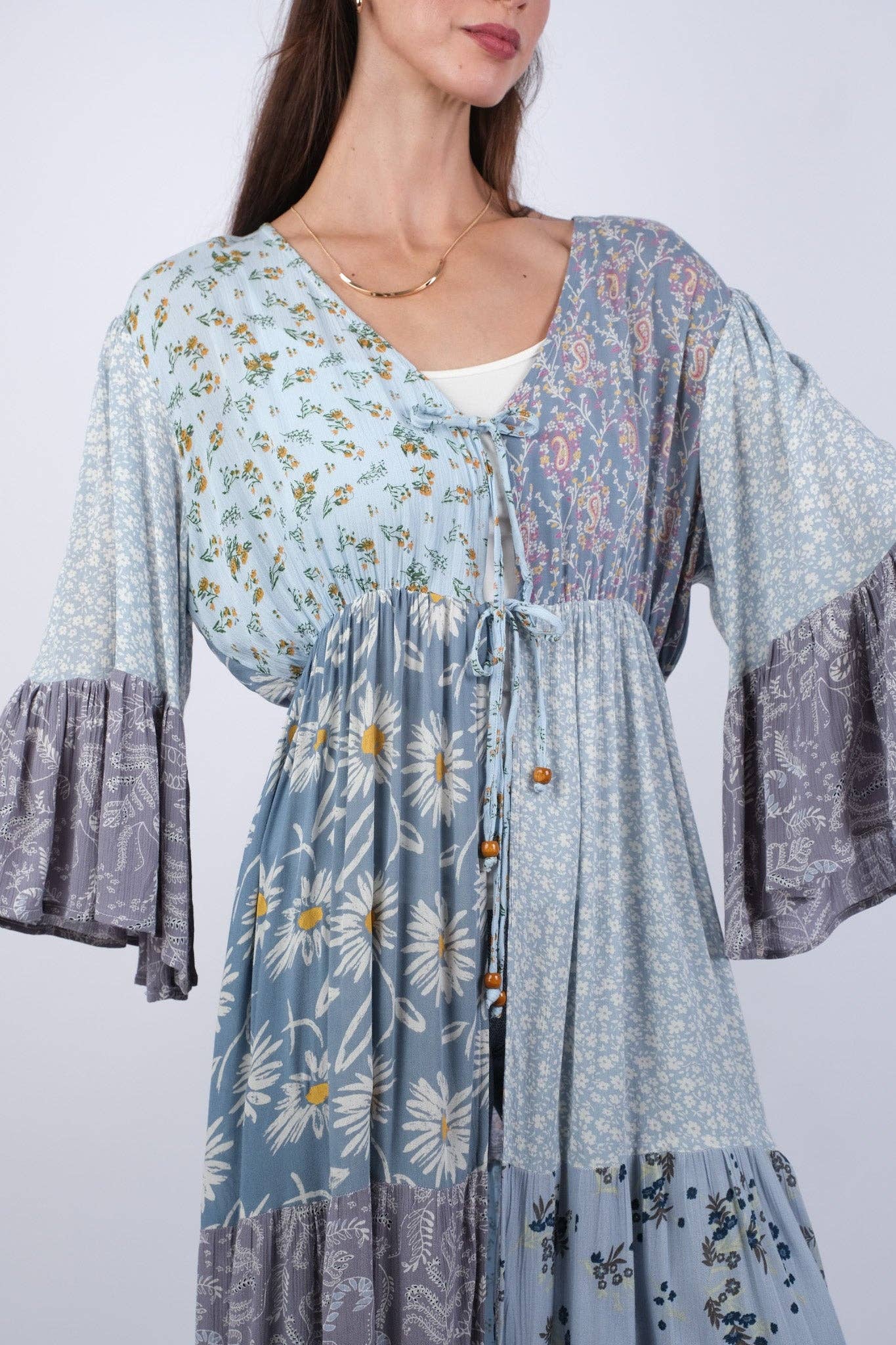 Handcrafted Kimono/ Tie front top