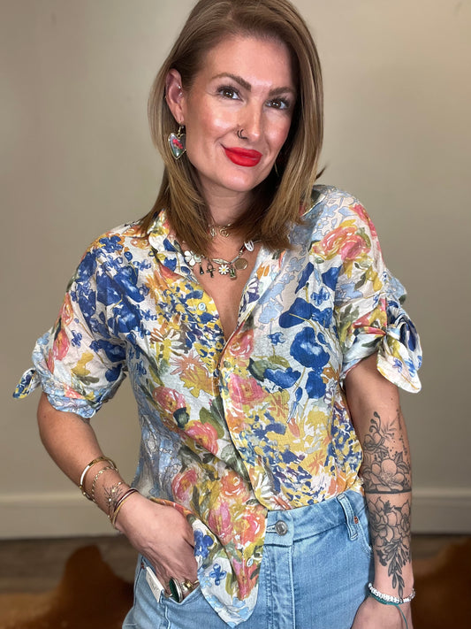 Julie Floral button down top