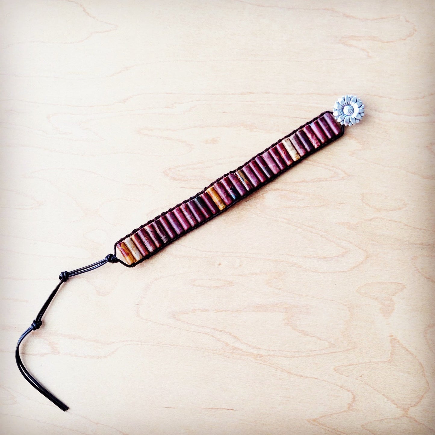 ONLINE EXCLUSIVE Woven Picasso Stacked Stone Beaded Bracelet 810n