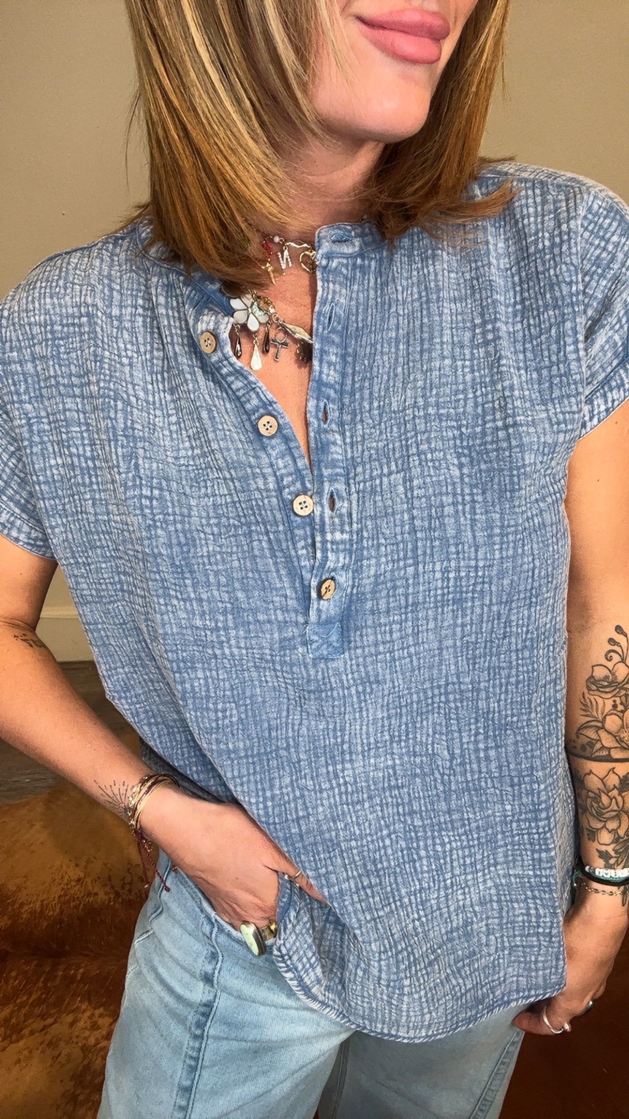 Carly Henley chambray top