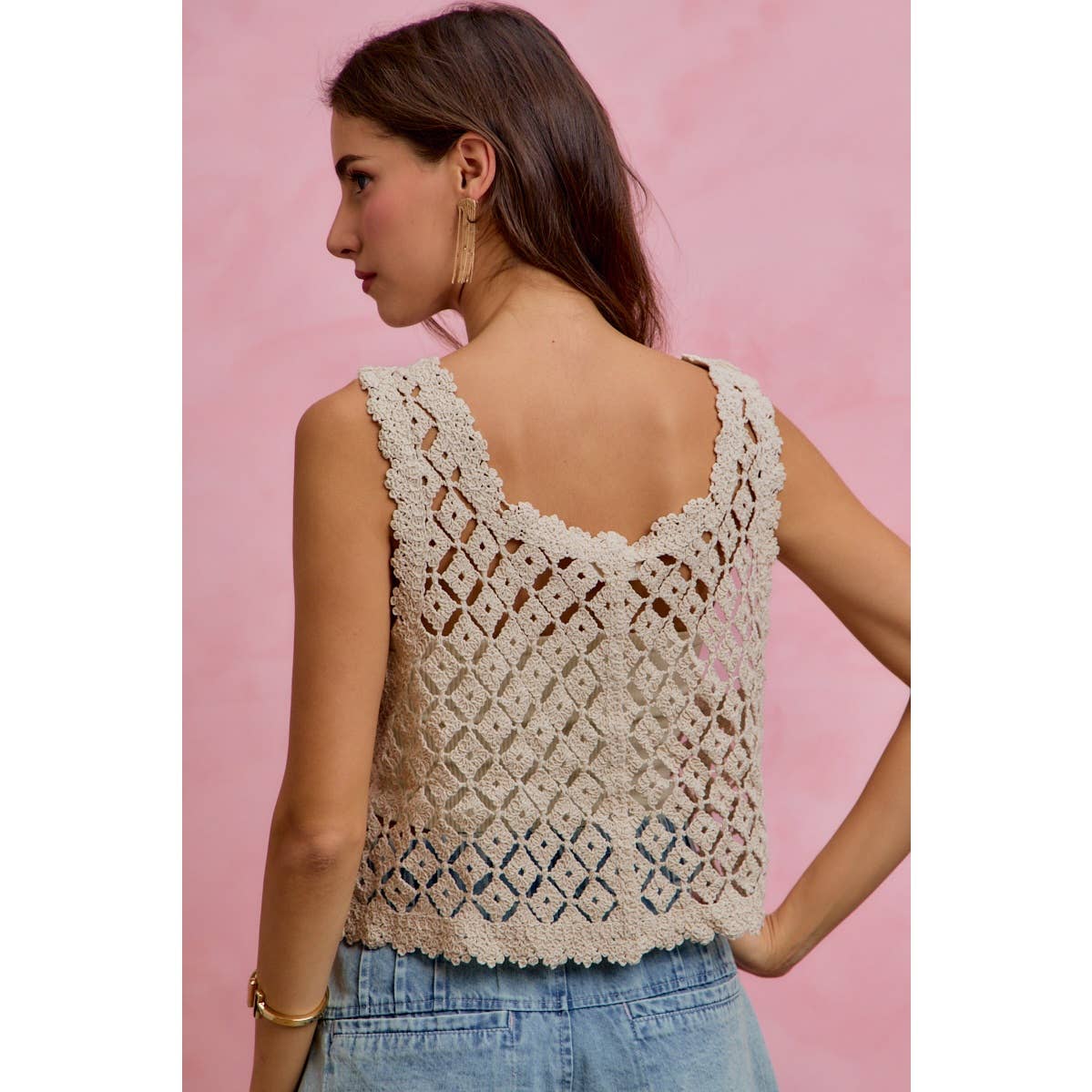 Jewel sequin crochet tank/vest