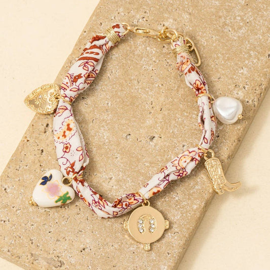 Western Cowboy Boot And Charms Bandana Bracelet