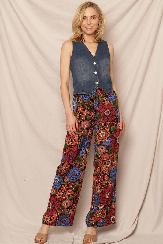 Penny Lane High Waisted Floral Print Pants