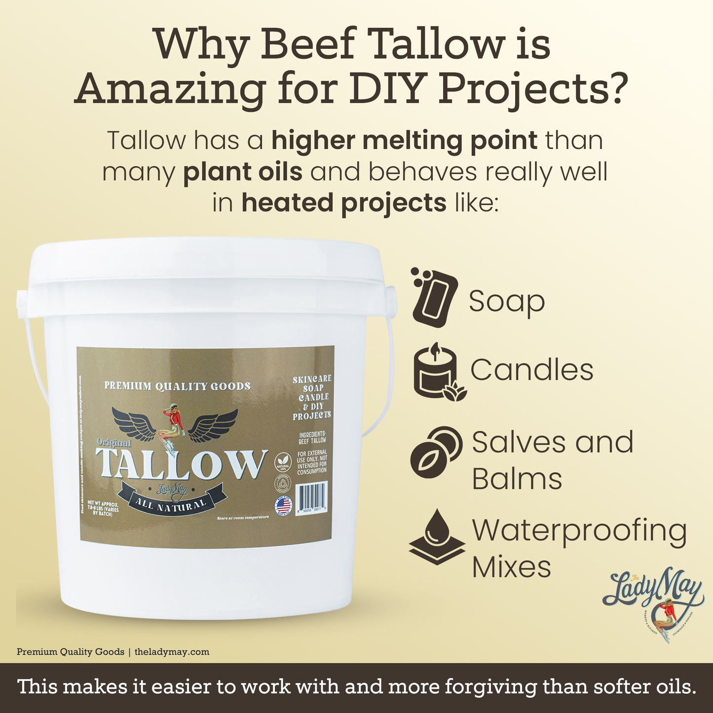 ONLINE EXCLUSIVE - Bulk Grass-Fed Beef Tallow for Soap, Skincare & Candles