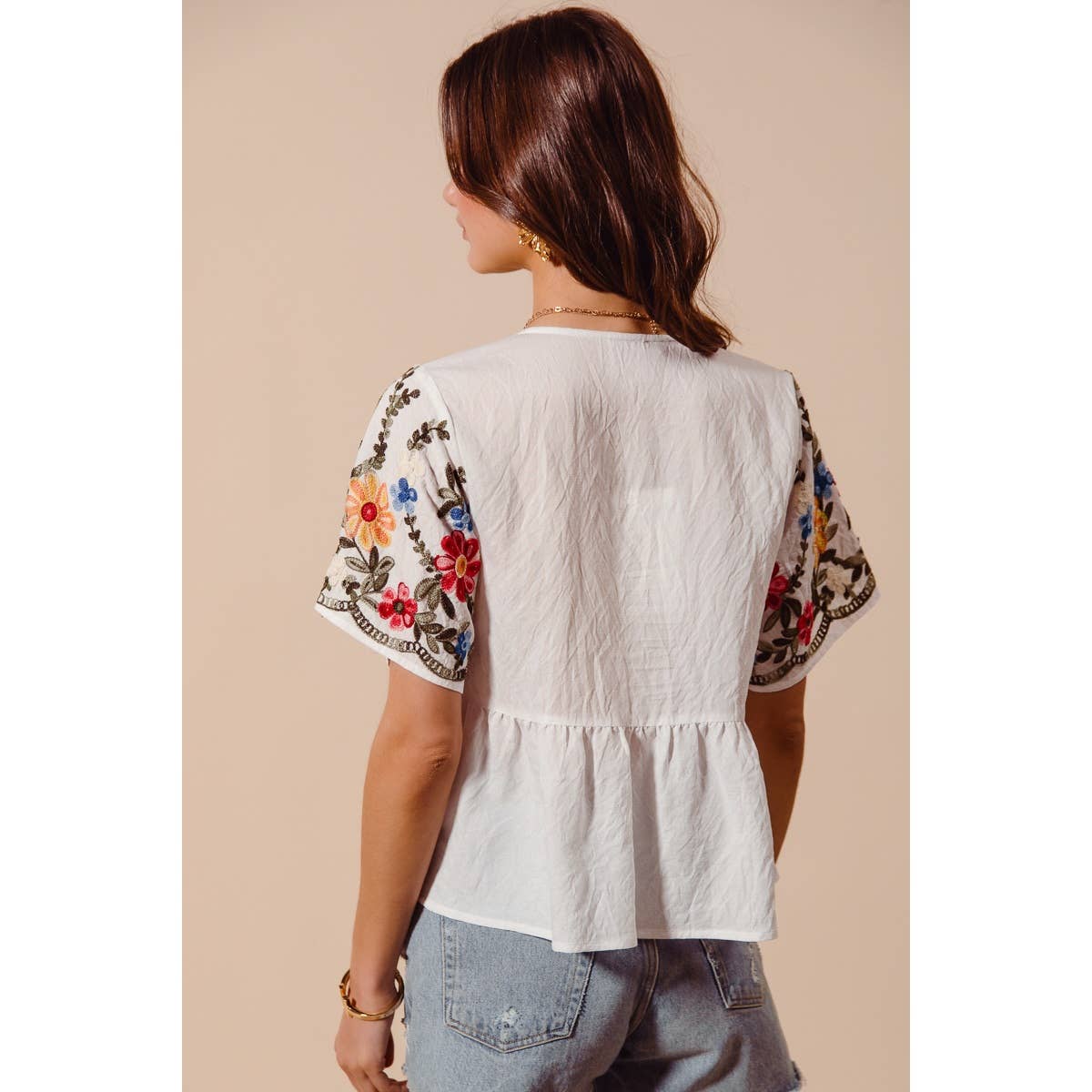Becca floral embroidered top