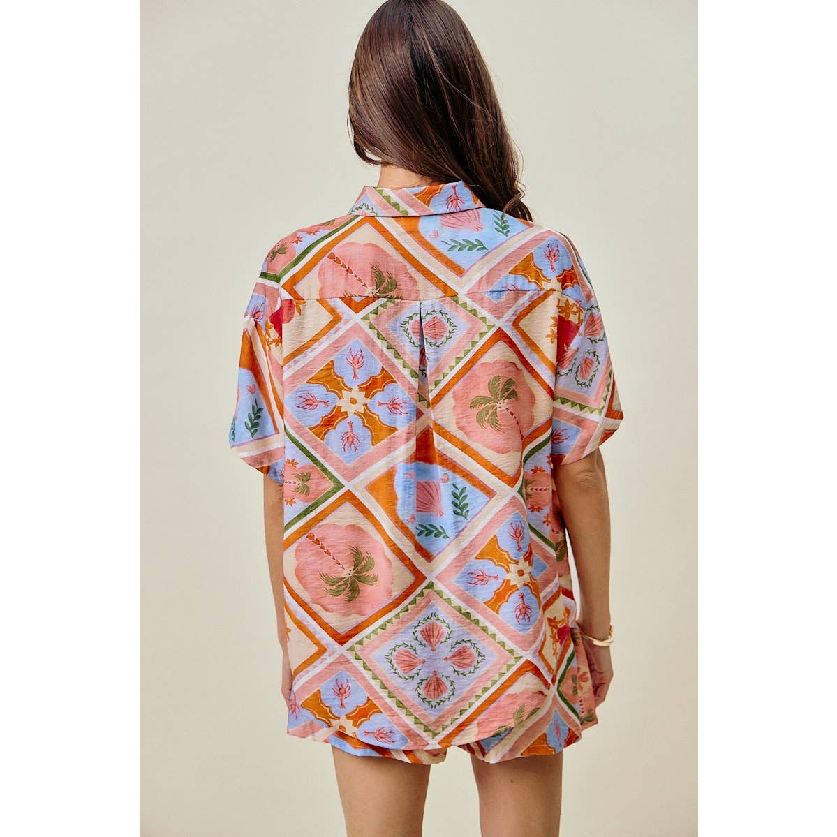 Frankie tropical print button down top