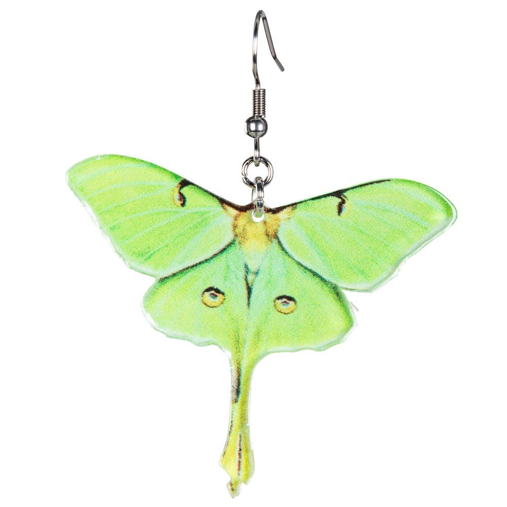 GREEN ACRYLIC MOTH EARRINGS