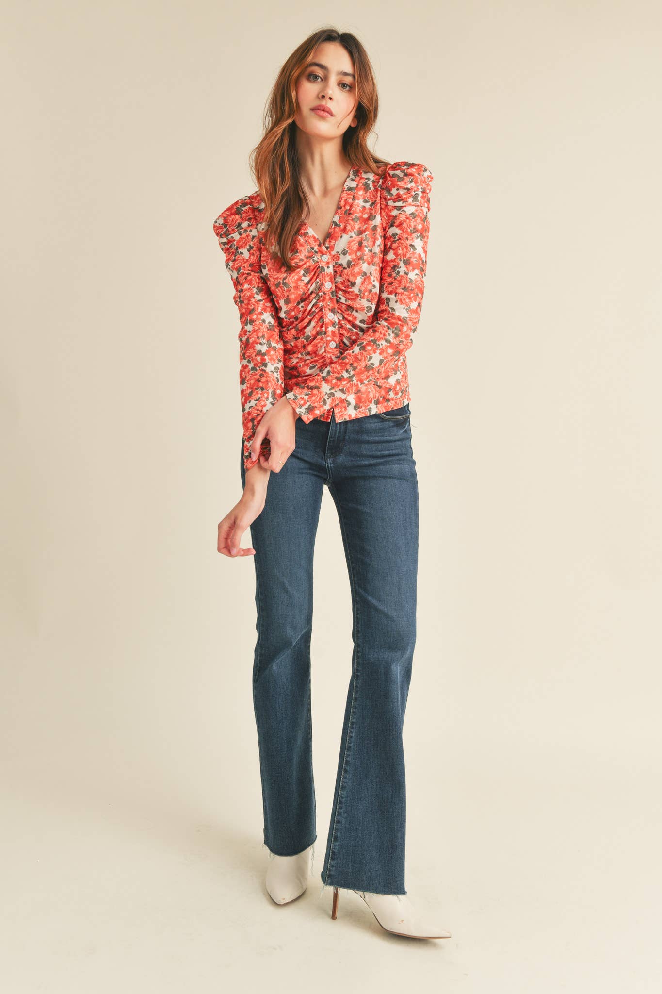 Winnie Ruched button down top