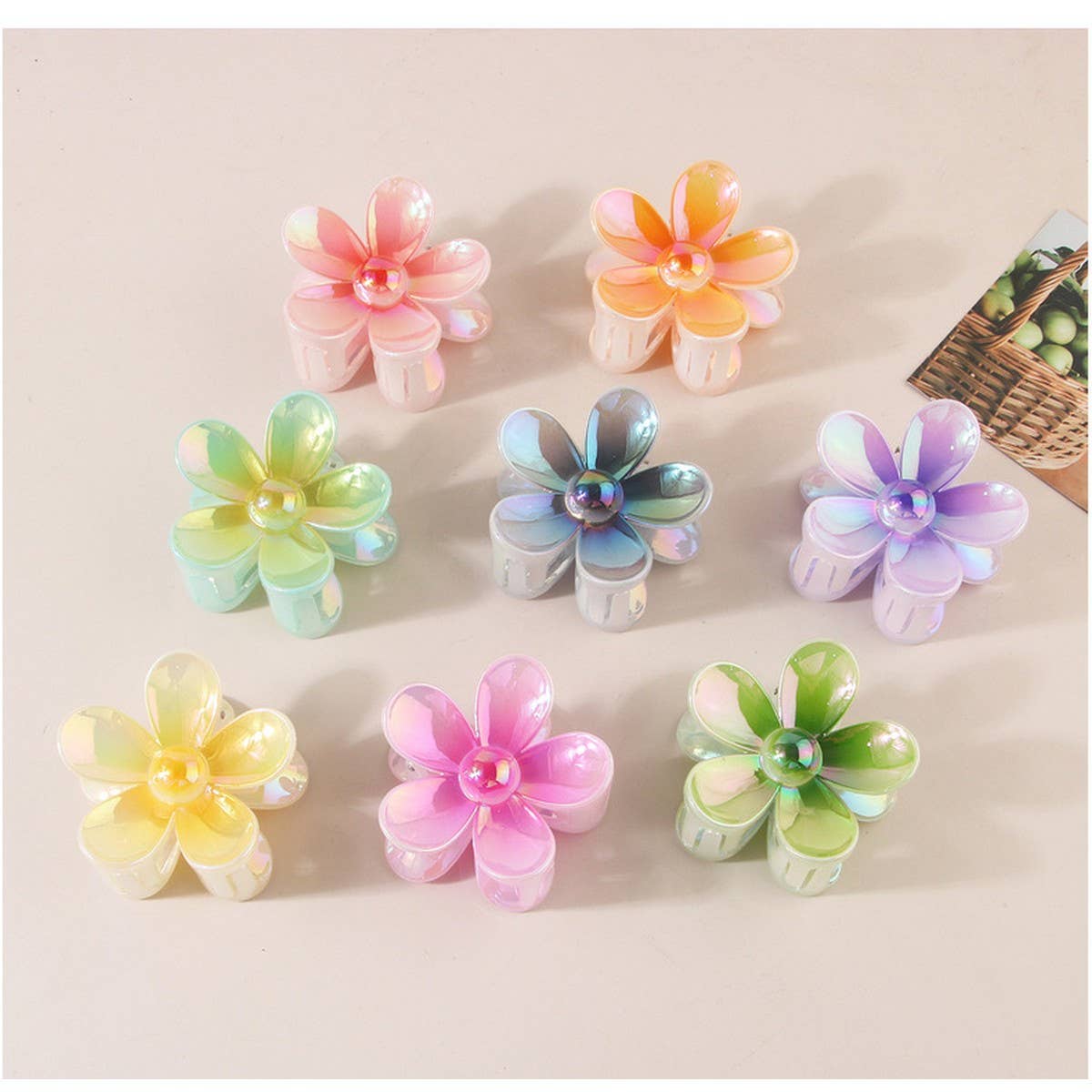 COLORFUL FLOWER HAIR CLAW CLIP