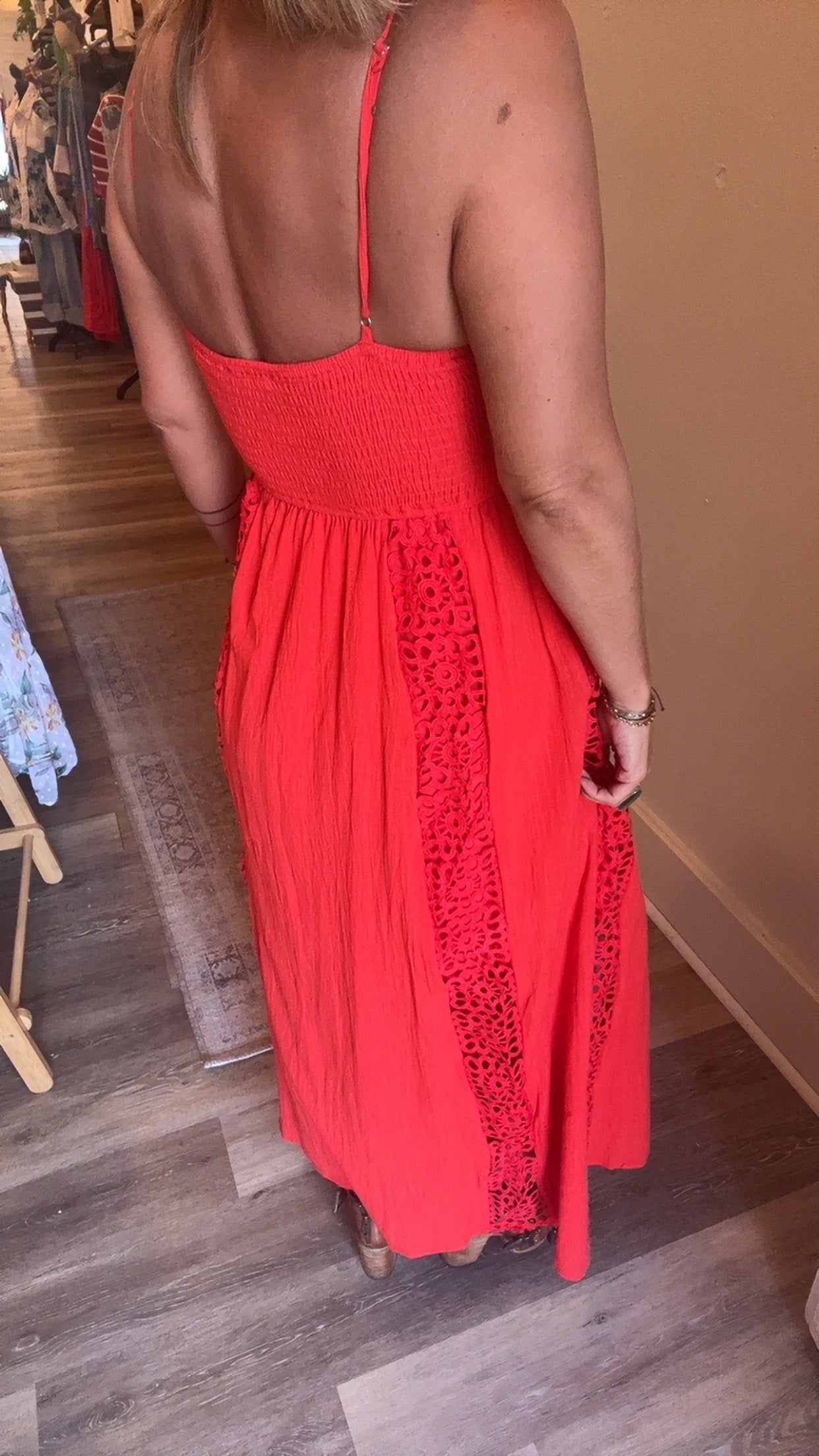 Good Feels Crochet Lace and Crepe Maxi Dress