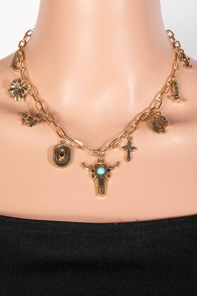 Assorted Western Bull Charm Necklace