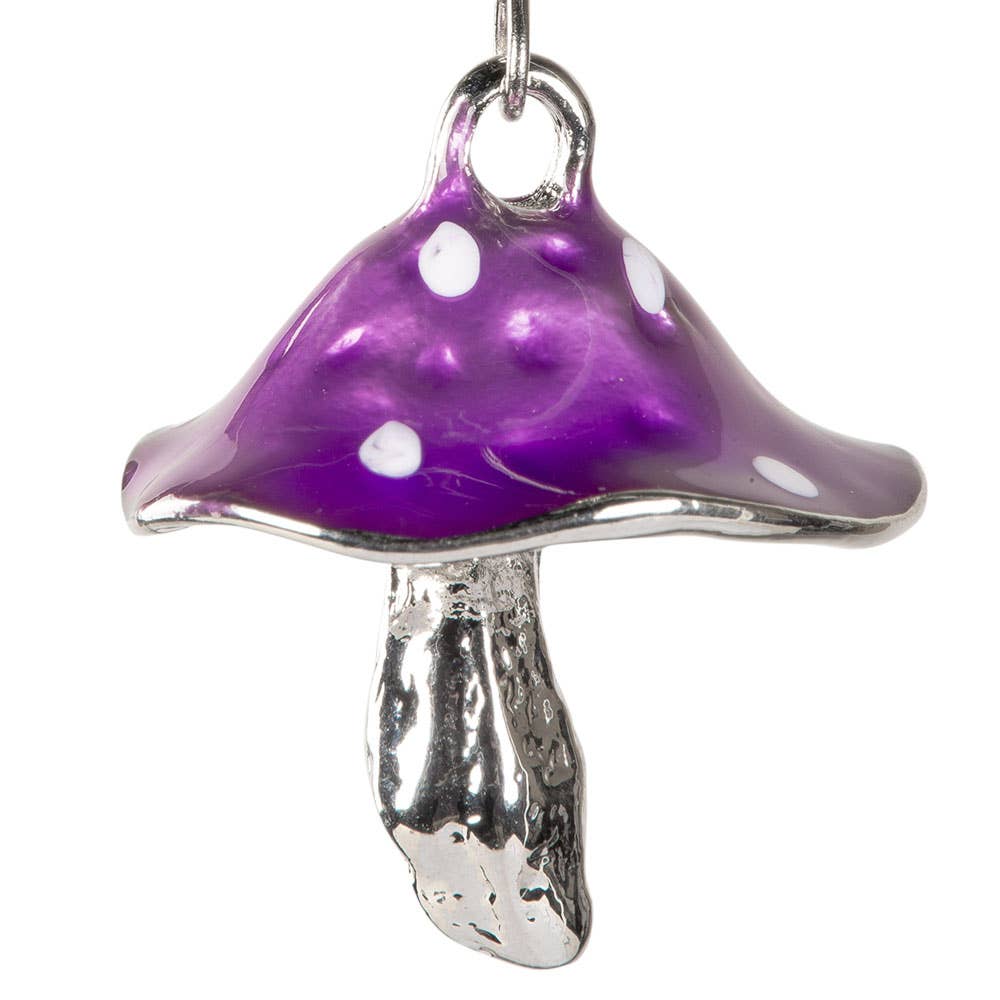 PURPLE AND SILVER MUSHROOM EARRINGS