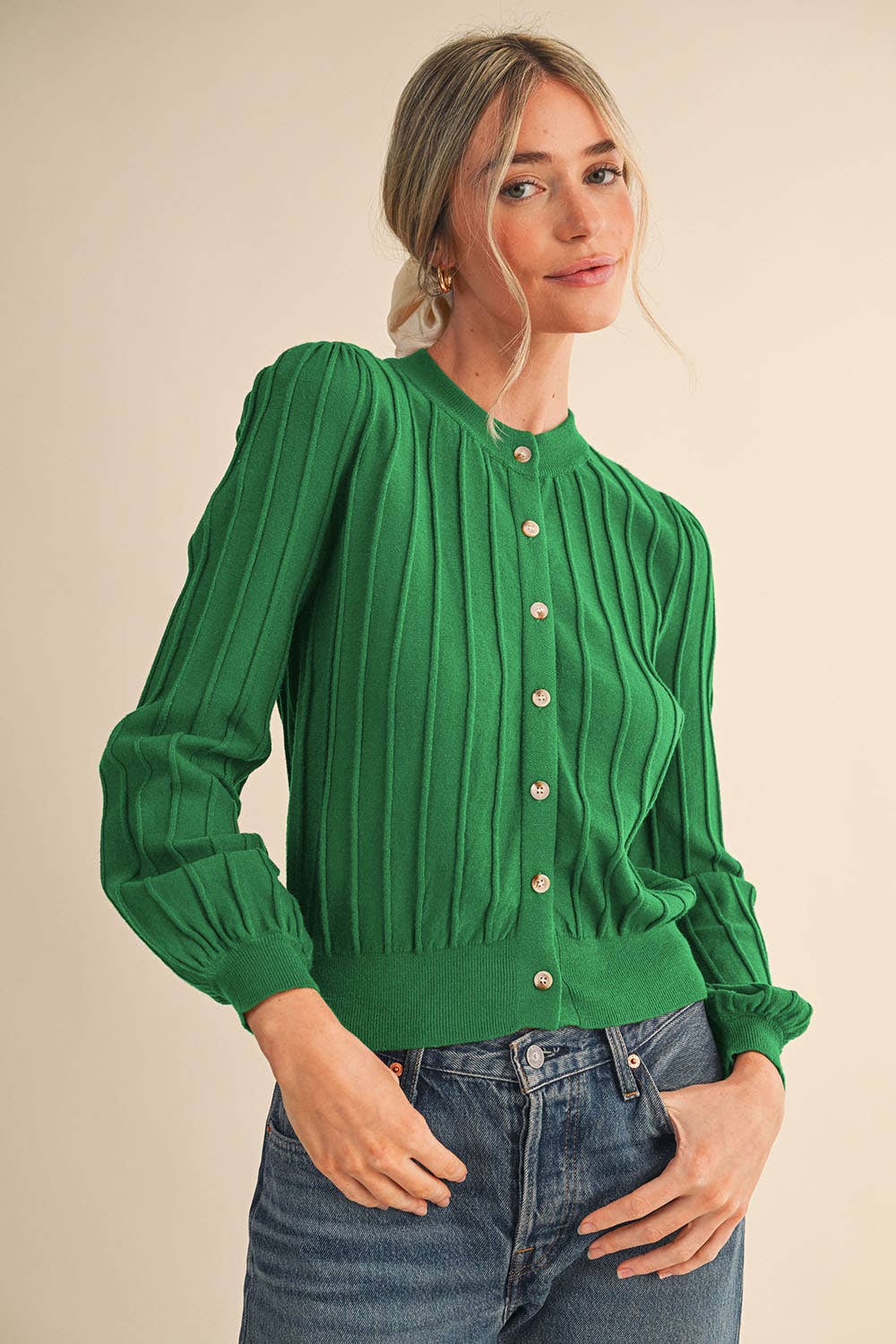 Pixie ribbed cardigan/top