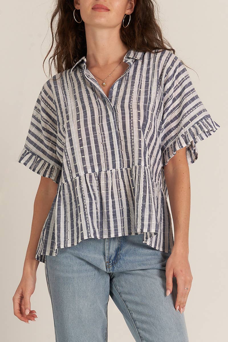 Lainey Stripe Button Down top