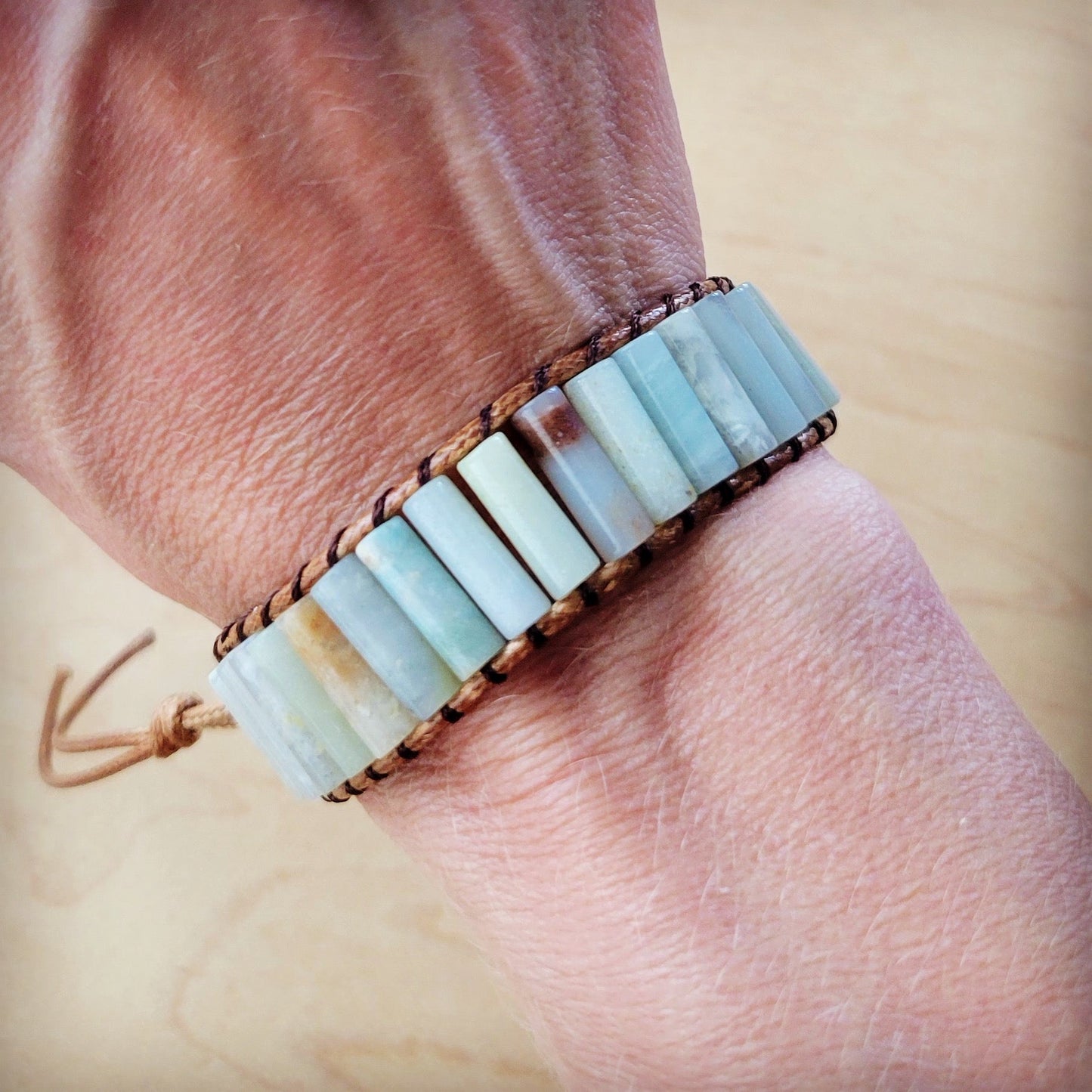 ONLINE EXCLUSIVE Woven Amazonite Stacked Stone Beaded Bracelet 810m