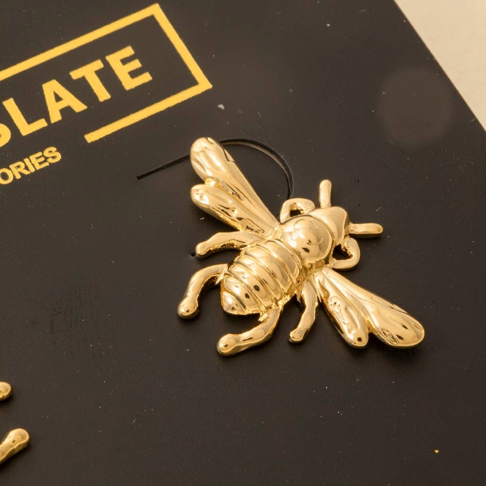 Gold Dipped Bumble Bee Large Stud Earrings