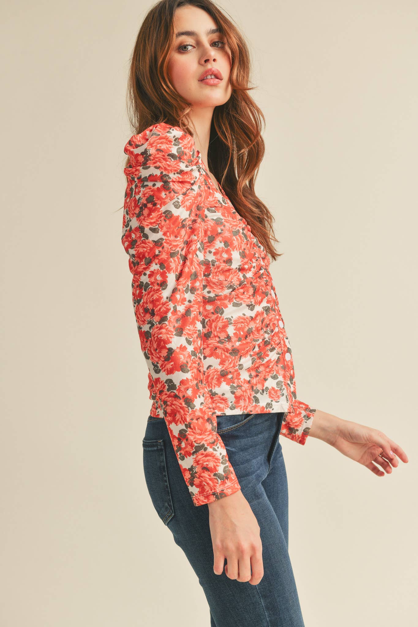 Winnie Ruched button down top