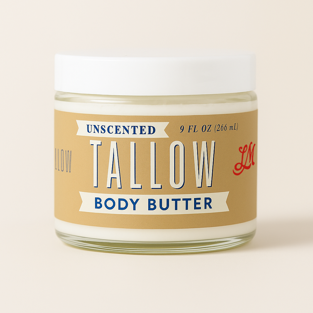 ONLINE EXCLUSIVE Unscented Tallow Skincare 9oz Trio - Whipped Moisturizer, Body Butter & Balm | Lady May Tallow